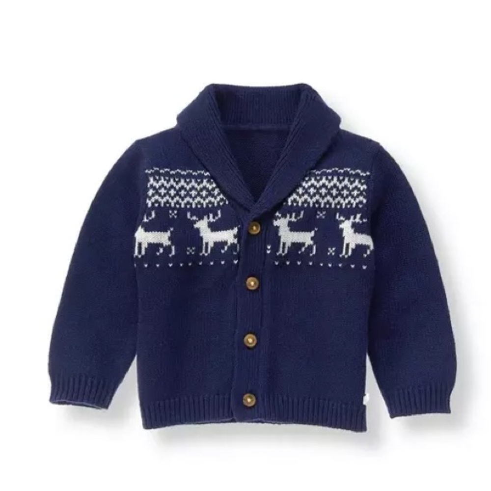 Janie and Jack Reindeer Fair Isle Cardigan